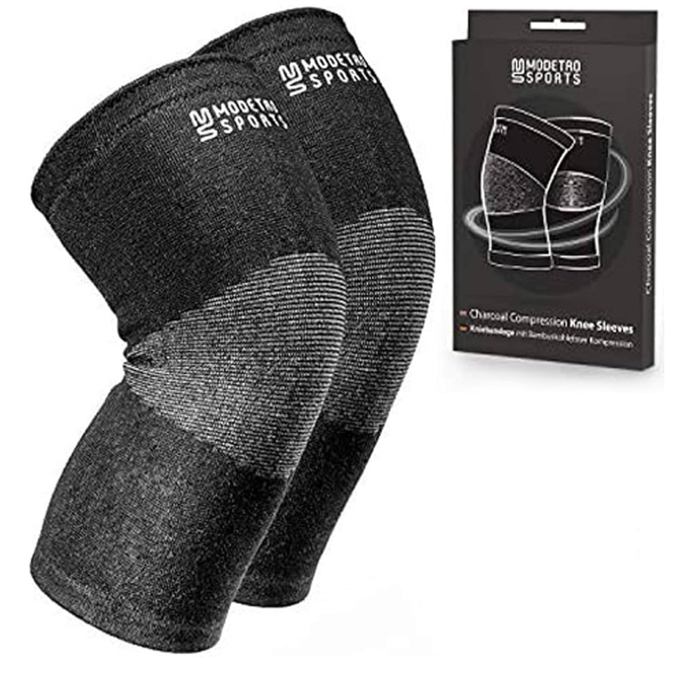 Modetro Sports Black Charcoal Compression Knee Sleeves x large
